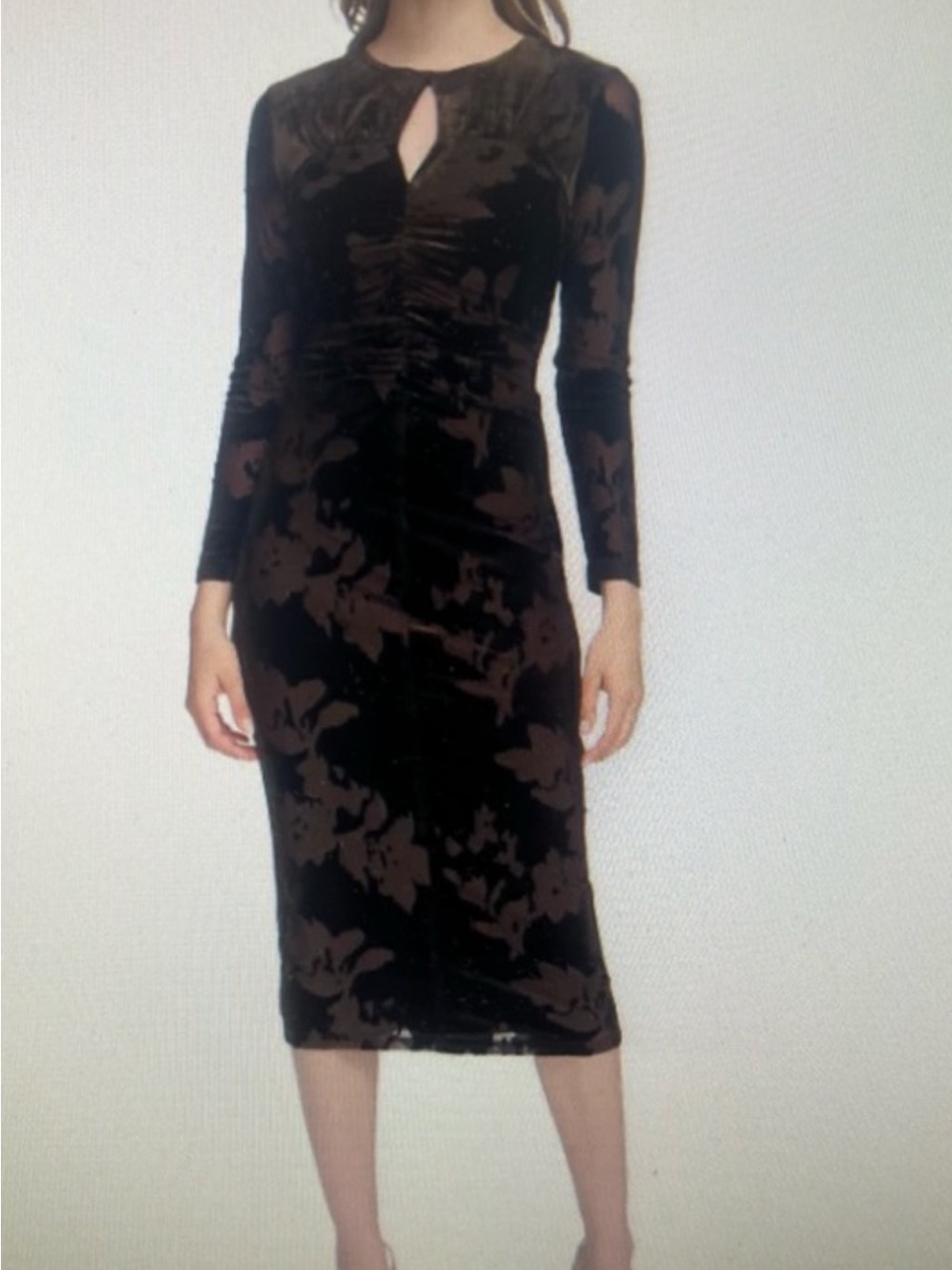 Calvin Klein Black Floral Velvet Midi Dress